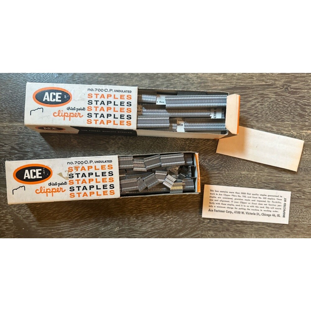 2pk Vintage Ace Clipper No 700 CP Undulated Staples Chisel Point West Germany